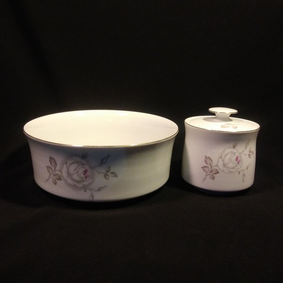 2Pc Johann Haviland China 7in Bowl n Sugar Bowl w Lid in Sweetheart Rose Pattern - Picture 1 of 11